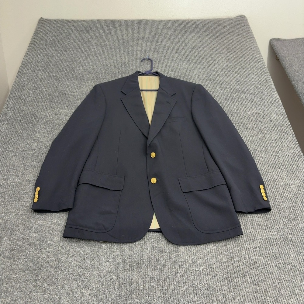 Vintage Wimbledon x Lord & Taylor Blazer Mens 40R Navy Blue Worsted Wool Classic